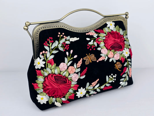 Lux Bar Velvet Clutch - Black Noir