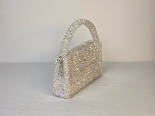 Grande Glass Bead Woven Handbag - Clear