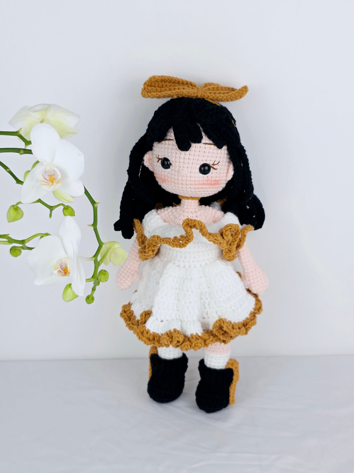 Crochet Doll - Amber Ruffle Noir Doll | Handmade by Lena Handicrafts