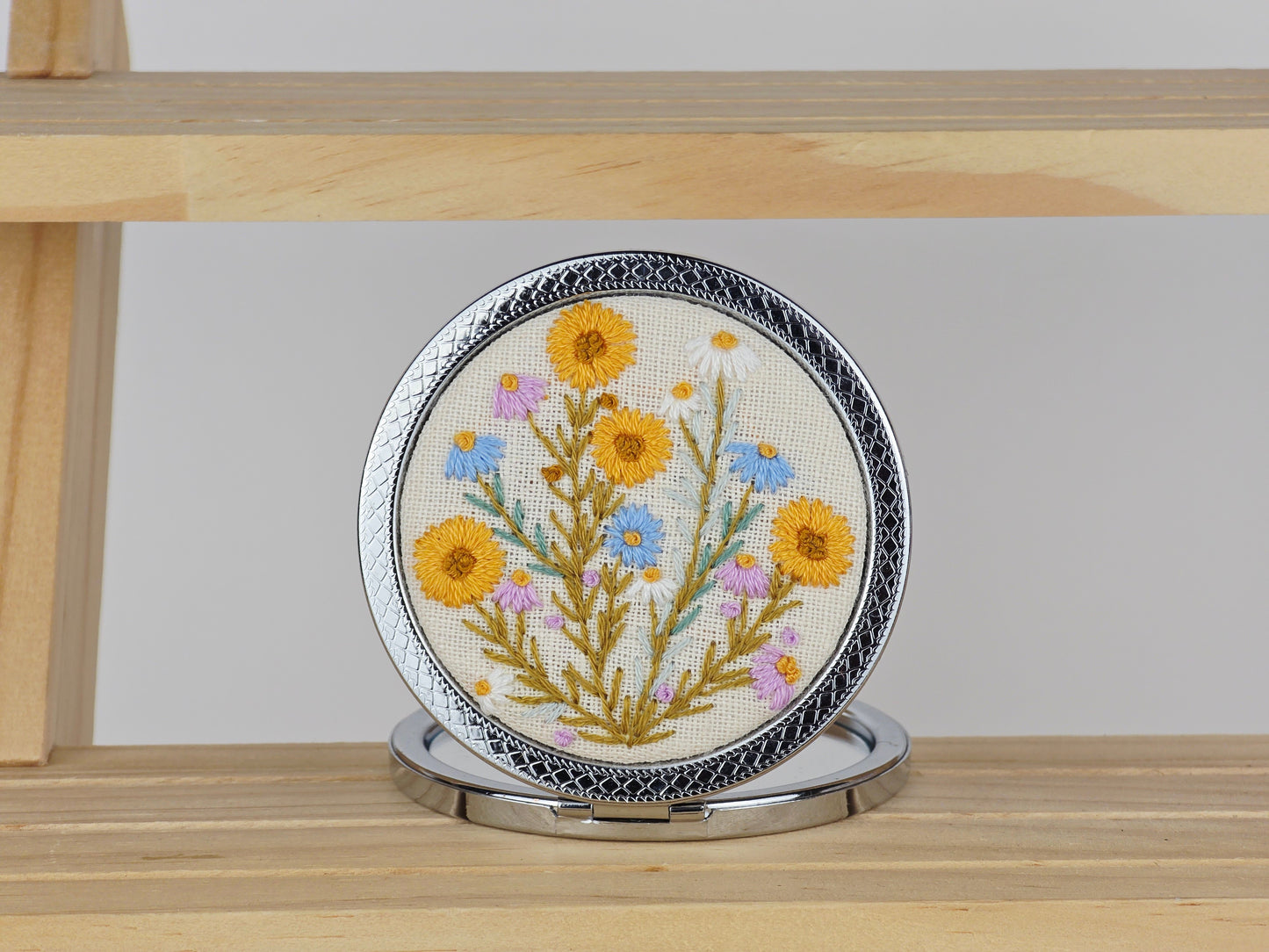 Motif Compact Mirror - Amber Wildflower Cluster | Handmade by Lena Handicrafts