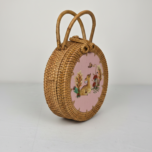 Circle Rattan Purse - Fawn in the Meadow - Studio 2