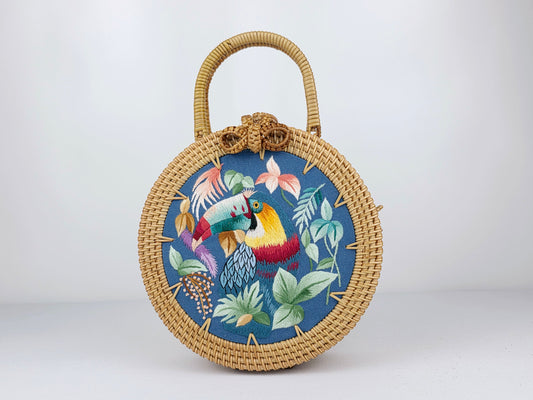 Rattan Purse w/ embroidery #3