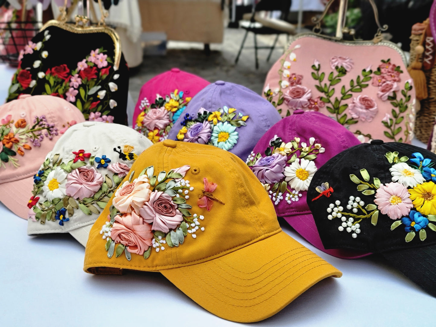 Baseball Hat - Ribbon Embroidery  🌟🌟🌟 Most Popular