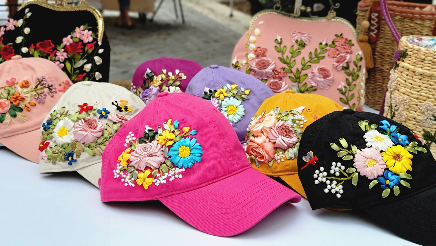 Baseball Hat - Ribbon Embroidery  🌟🌟🌟 Most Popular