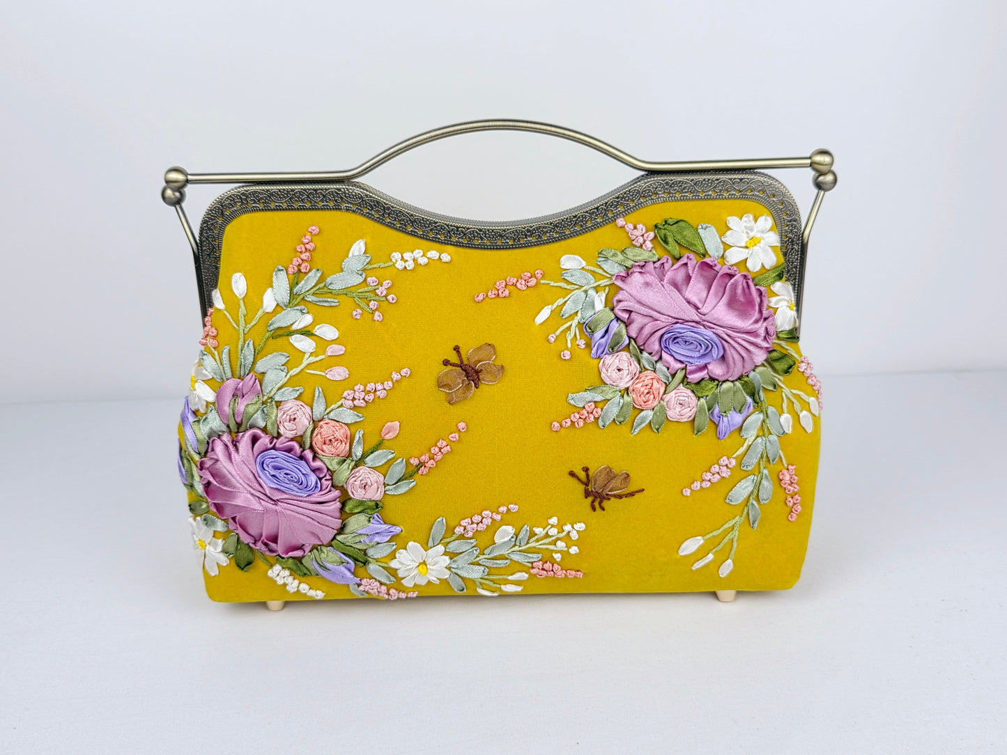 Lux Bar Velvet Clutch - Saffron Yellow