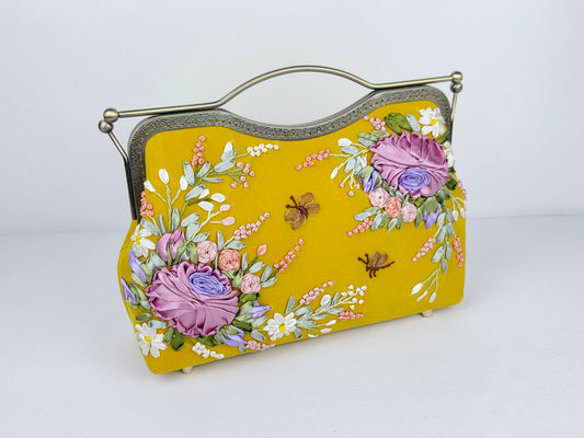 Lux Bar Velvet Clutch - Saffron Yellow