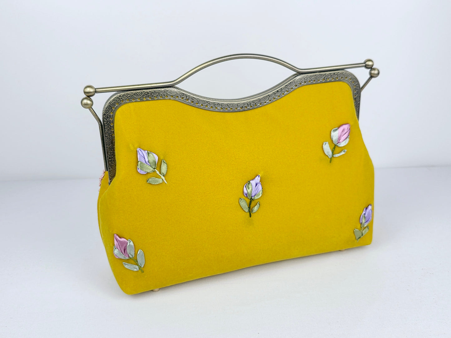 Lux Bar Velvet Clutch - Saffron Yellow