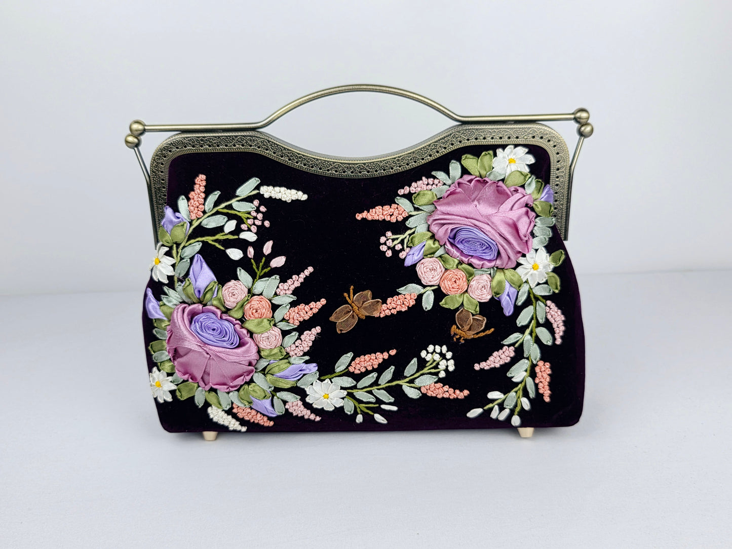Lux Bar Velvet Clutch - Dark Plum