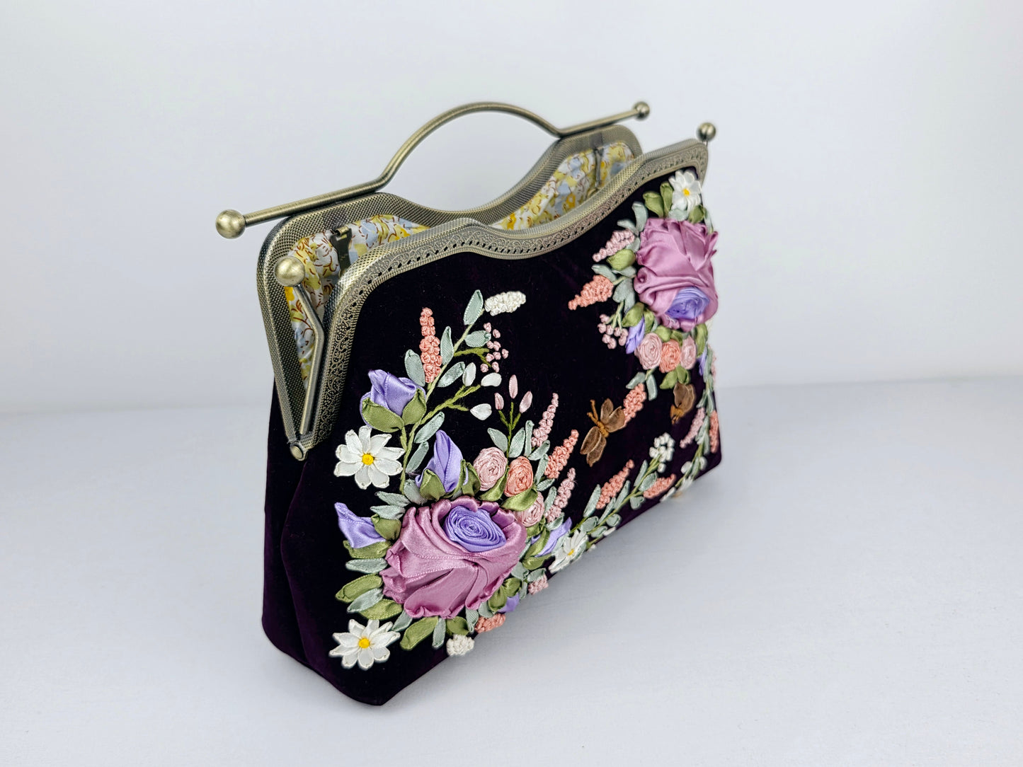 Lux Bar Velvet Clutch - Dark Plum