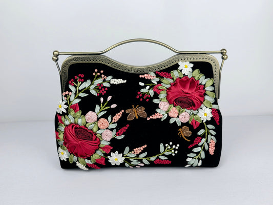 Lux Bar Velvet Clutch - Black Noir