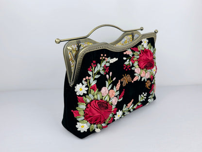 Lux Bar Velvet Clutch - Black Noir