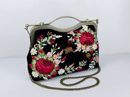 Lux Bar Velvet Clutch - Black Noir