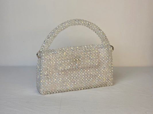 Grande Glass Bead Woven Handbag - Clear