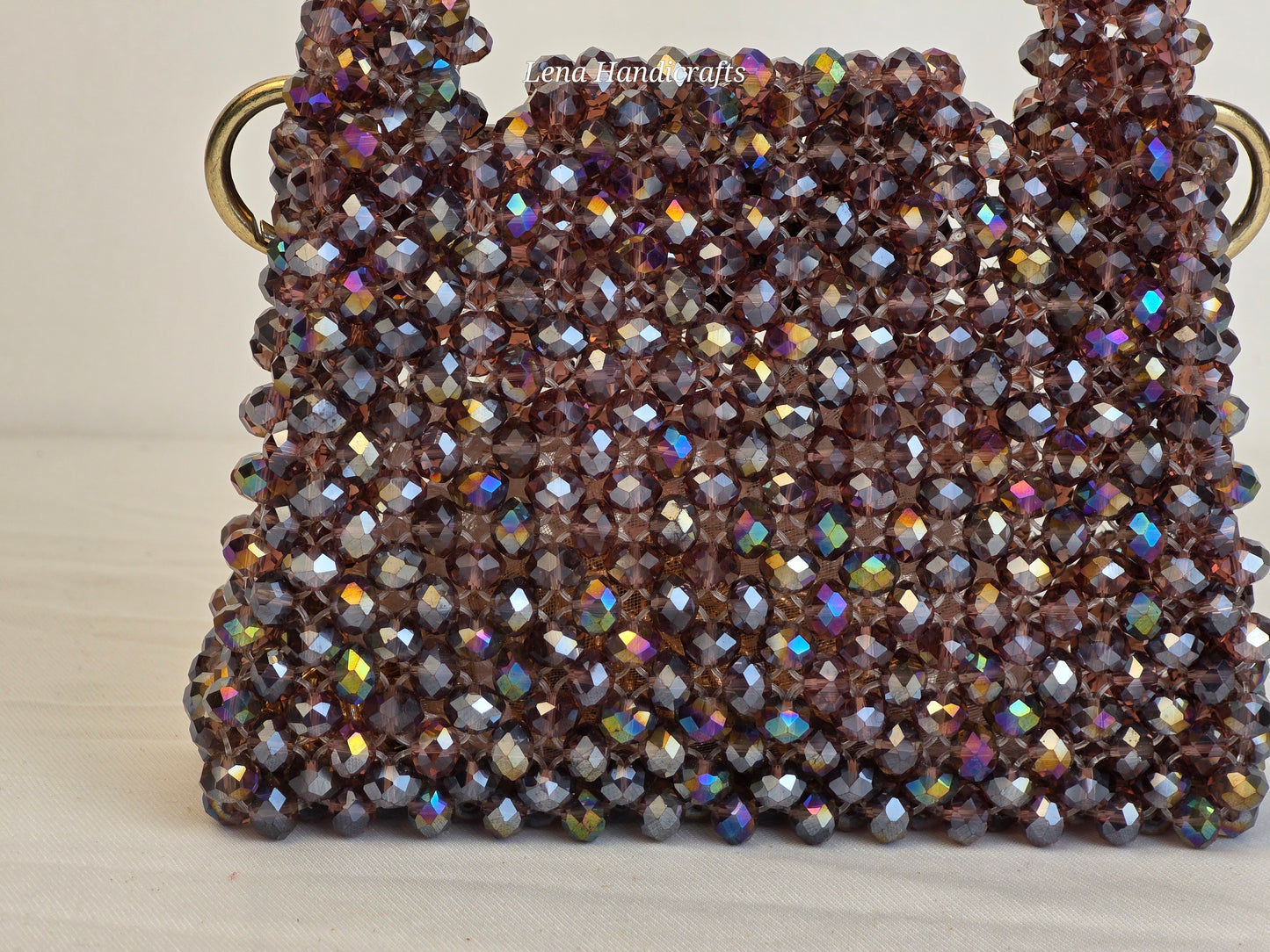 Mini Glass Bead Woven Handbag - Smokey Rose