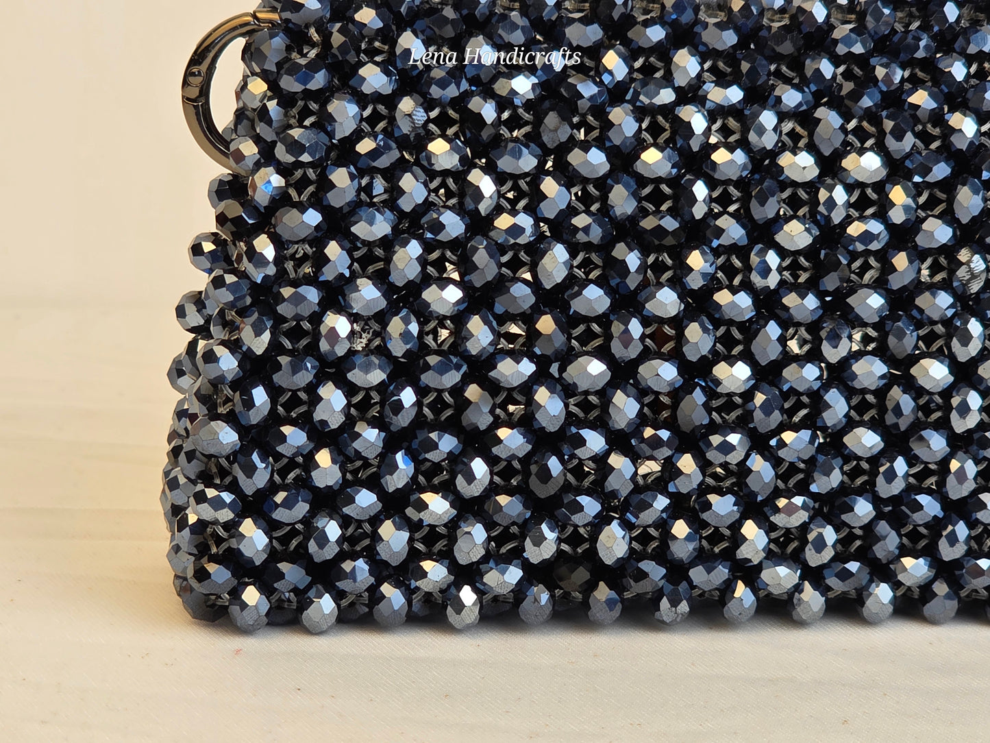Mini Glass Bead Woven Handbag - Noir Black