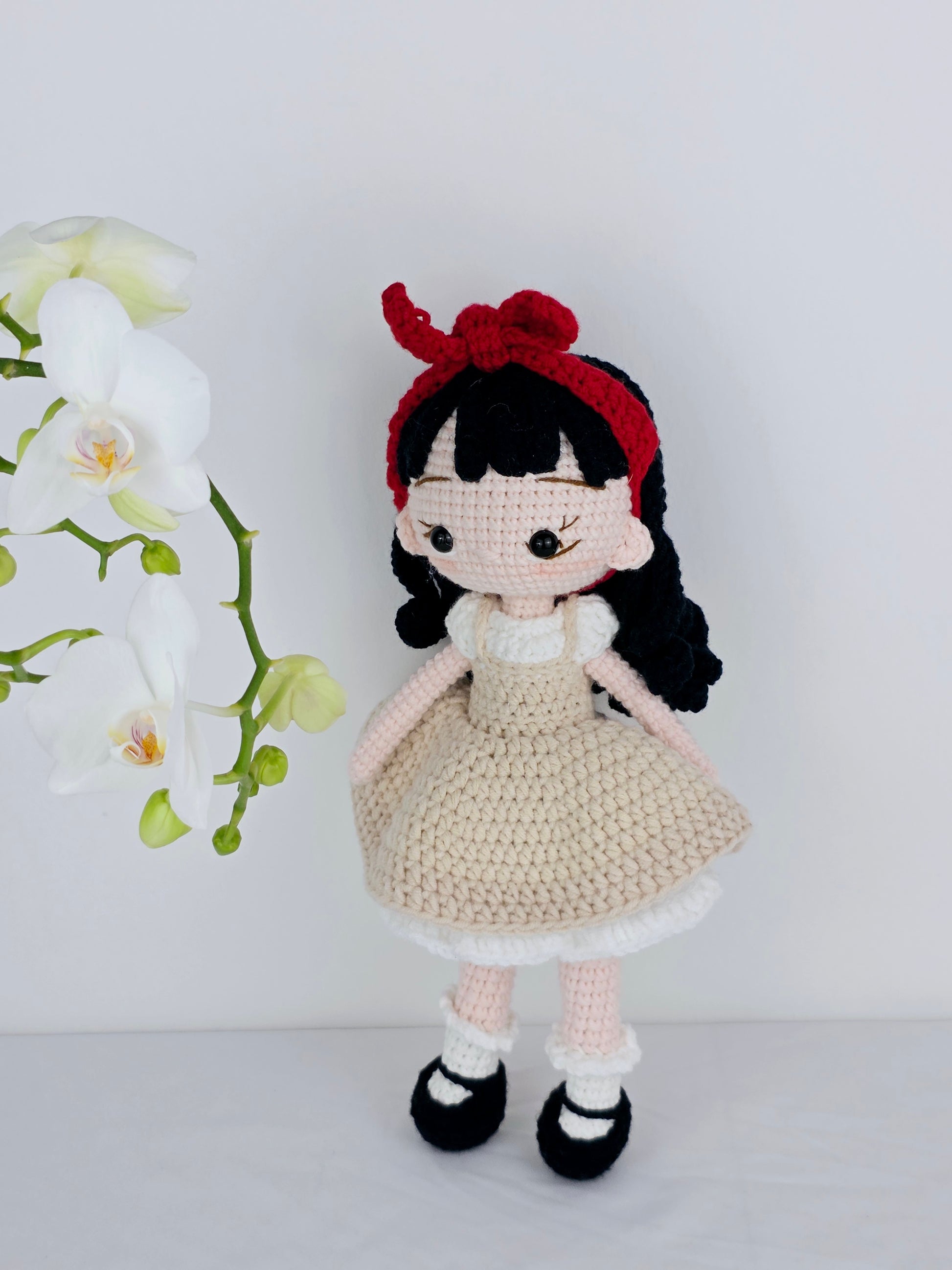 Crochet Doll - Crimson Bow Amigurumi | Handmade by Lena Handicrafts