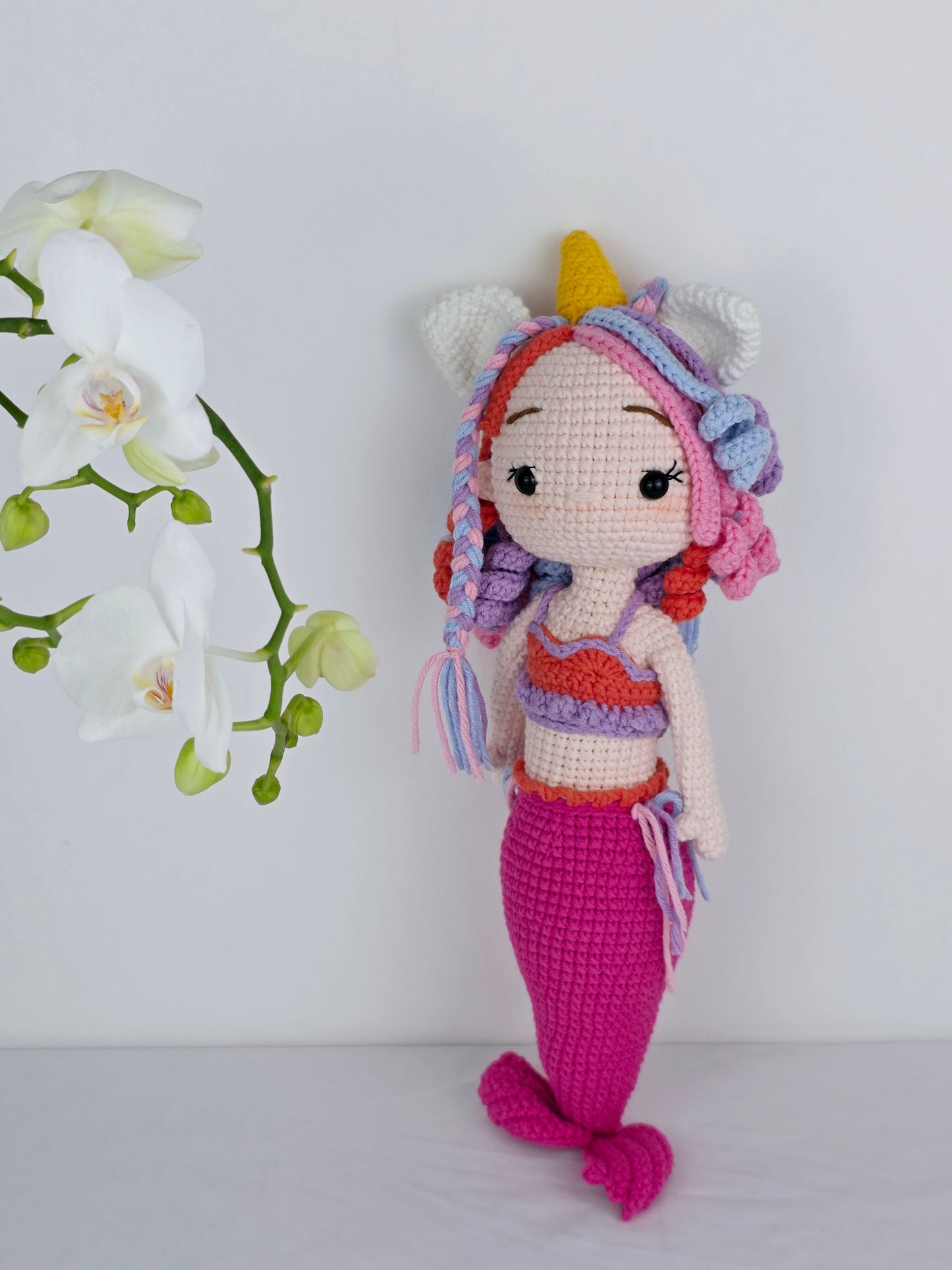 Crochet Doll - Magenta Unicorn Mermaicorn | Handmade by Lena Handicrafts