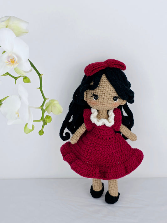 Crochet Doll - Crimson Ruffled Amigurumi | Handmade by Lena Handicrafts
