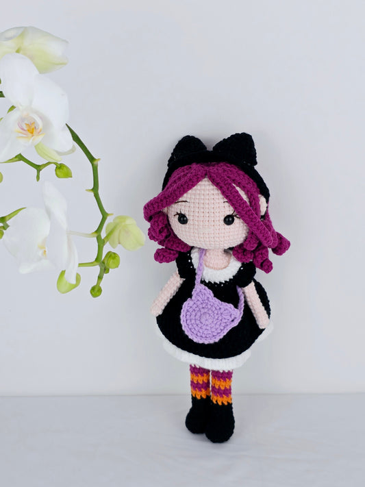Crochet Doll - Magenta Curl Maid Doll | Handmade by Lena Handicrafts