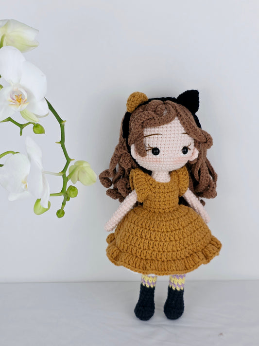 Crochet Doll - Amber Curl Cat Doll | Handmade by Lena Handicrafts