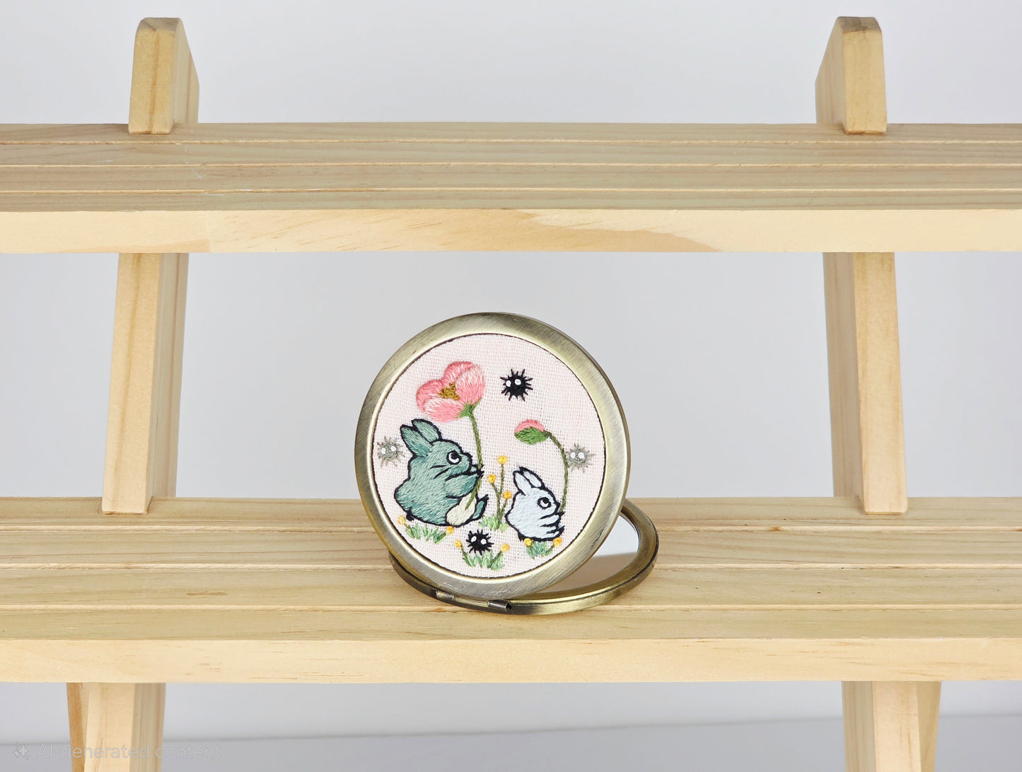 Motif Compact Mirror - Blush Bunny Garden | Handmade by Lena Handicrafts