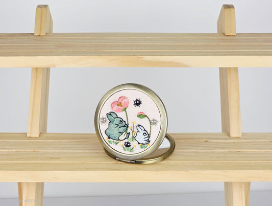 Motif Compact Mirror - Blush Bunny Garden | Handmade by Lena Handicrafts