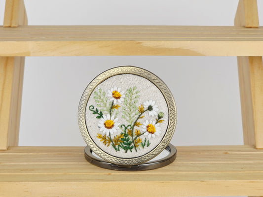 Motif Compact Mirror - Ivory Daisy Cluster | Handmade by Lena Handicrafts