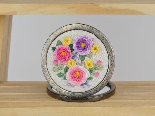 Motif Compact Mirror - Rosette Blooms Medley | Handmade by Lena Handicrafts