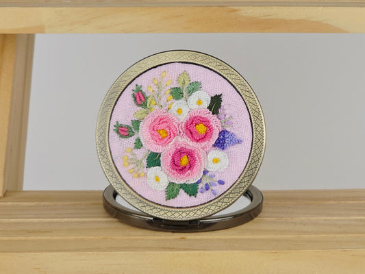 Motif Compact Mirror - Blush Peony Bouquet | Handmade by Lena Handicrafts