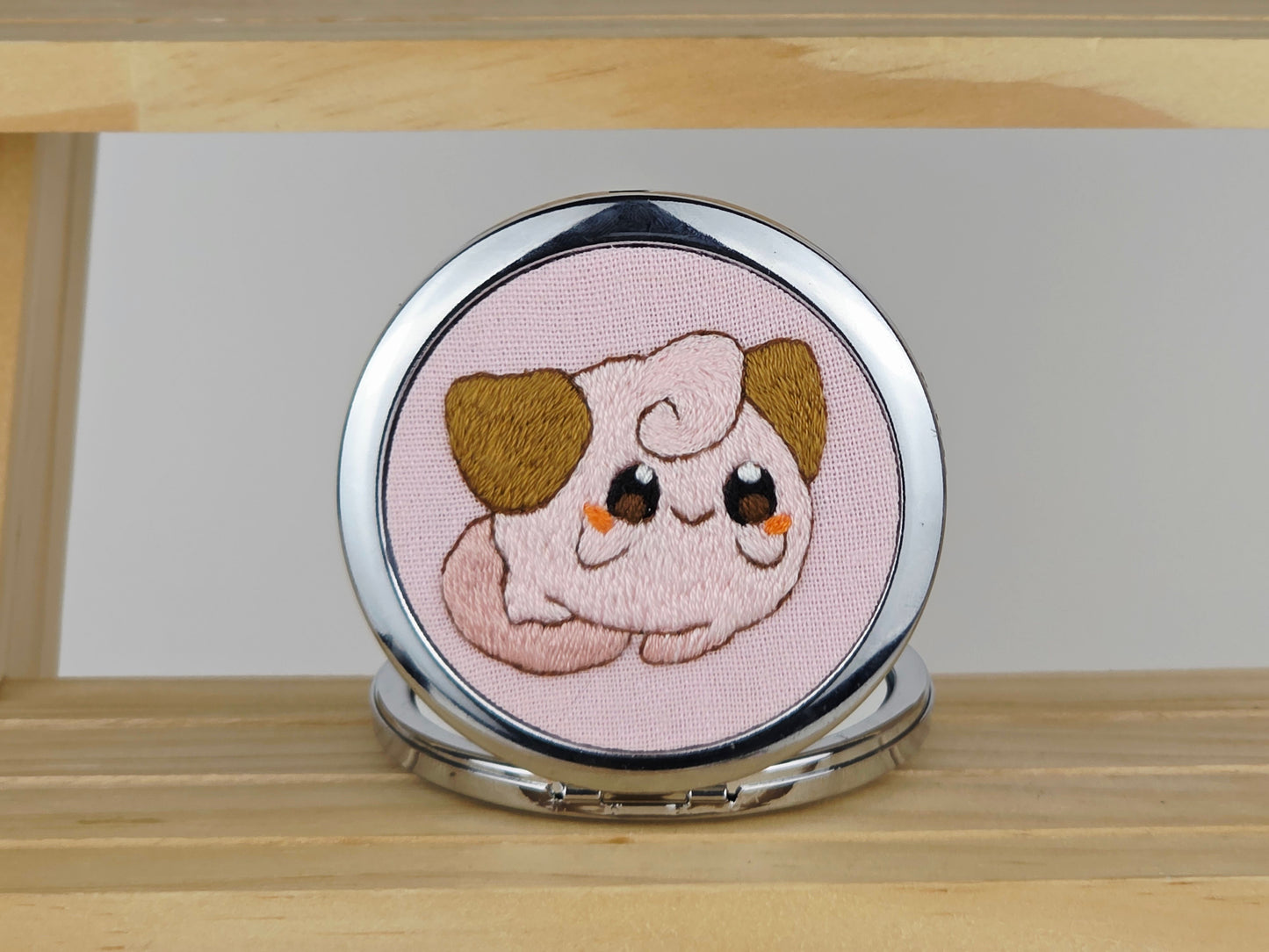 Motif Compact Mirror - Blush Snubbull Portrait | Handmade by Lena Handicrafts