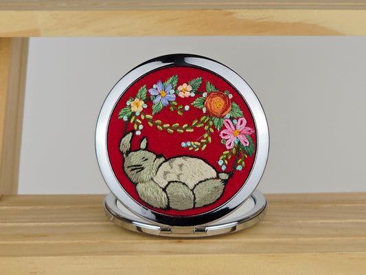 Motif Compact Mirror - Crimson Totoro Garland | Handmade by Lena Handicrafts