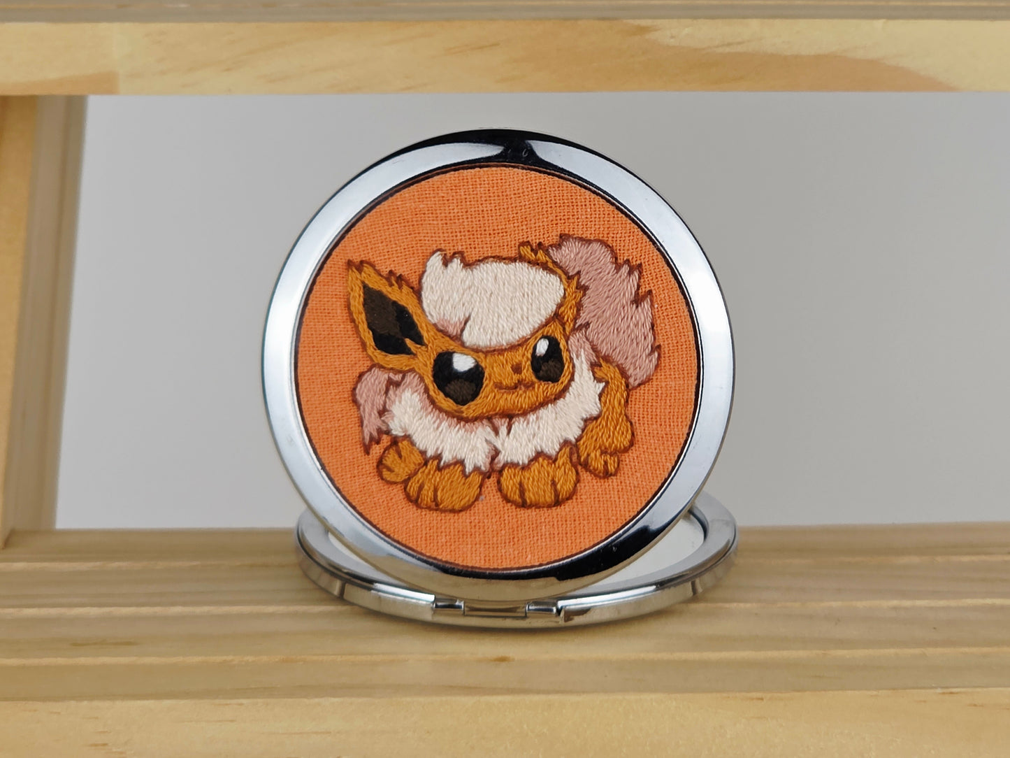 Motif Compact Mirror - Amber Flareon Stitch | Handmade by Lena Handicrafts