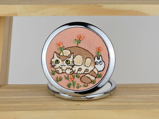 Motif Compact Mirror - Blush Tabby Bloom | Handmade by Lena Handicrafts