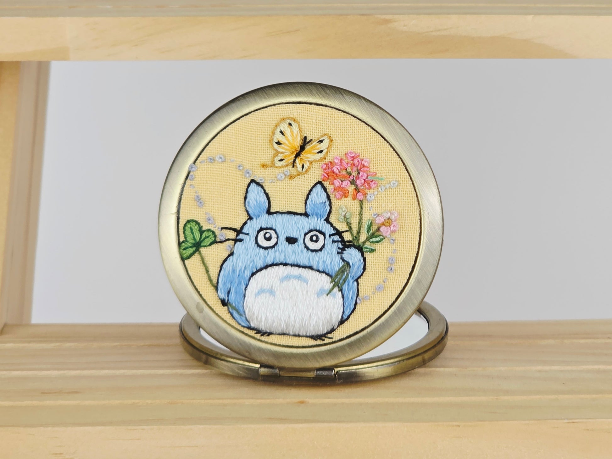 Motif Compact Mirror - Amber Totoro Butterfly | Handmade by Lena Handicrafts