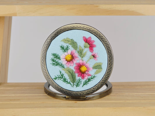 Motif Compact Mirror - Sky Cosmos Bouquet | Handmade by Lena Handicrafts