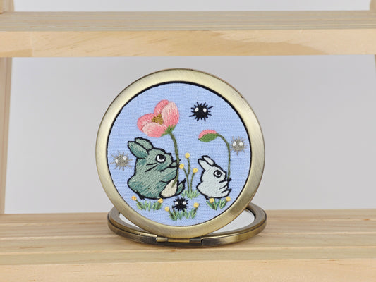 Motif Compact Mirror - Sky Blue Poppy Hollow | Handmade by Lena Handicrafts