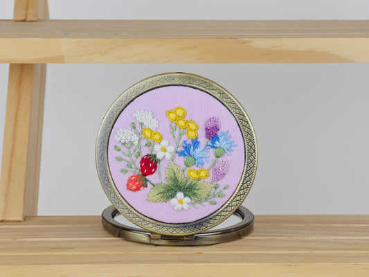 Motif Compact Mirror - Lilac Wildflower Posy | Handmade by Lena Handicrafts