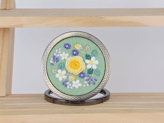 Motif Compact Mirror - Sage Rosette Bloom | Handmade by Lena Handicrafts
