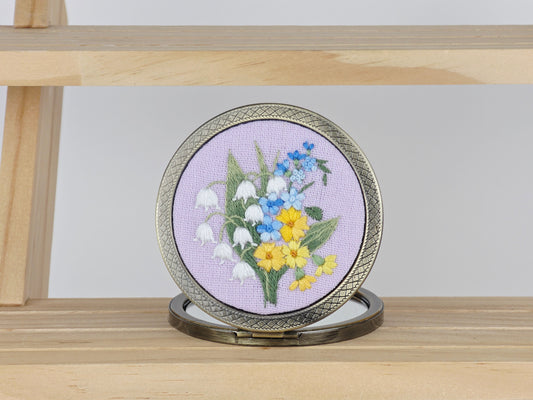 Motif Compact Mirror - Lilac Spring Bouquet | Handmade by Lena Handicrafts