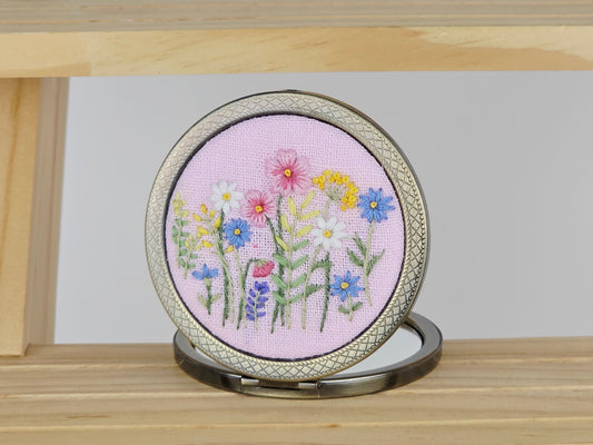 Motif Compact Mirror - Blush Wildflower Scatter | Handmade by Lena Handicrafts