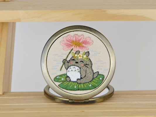 Motif Compact Mirror - Totoro Peony Lily | Handmade by Lena Handicrafts