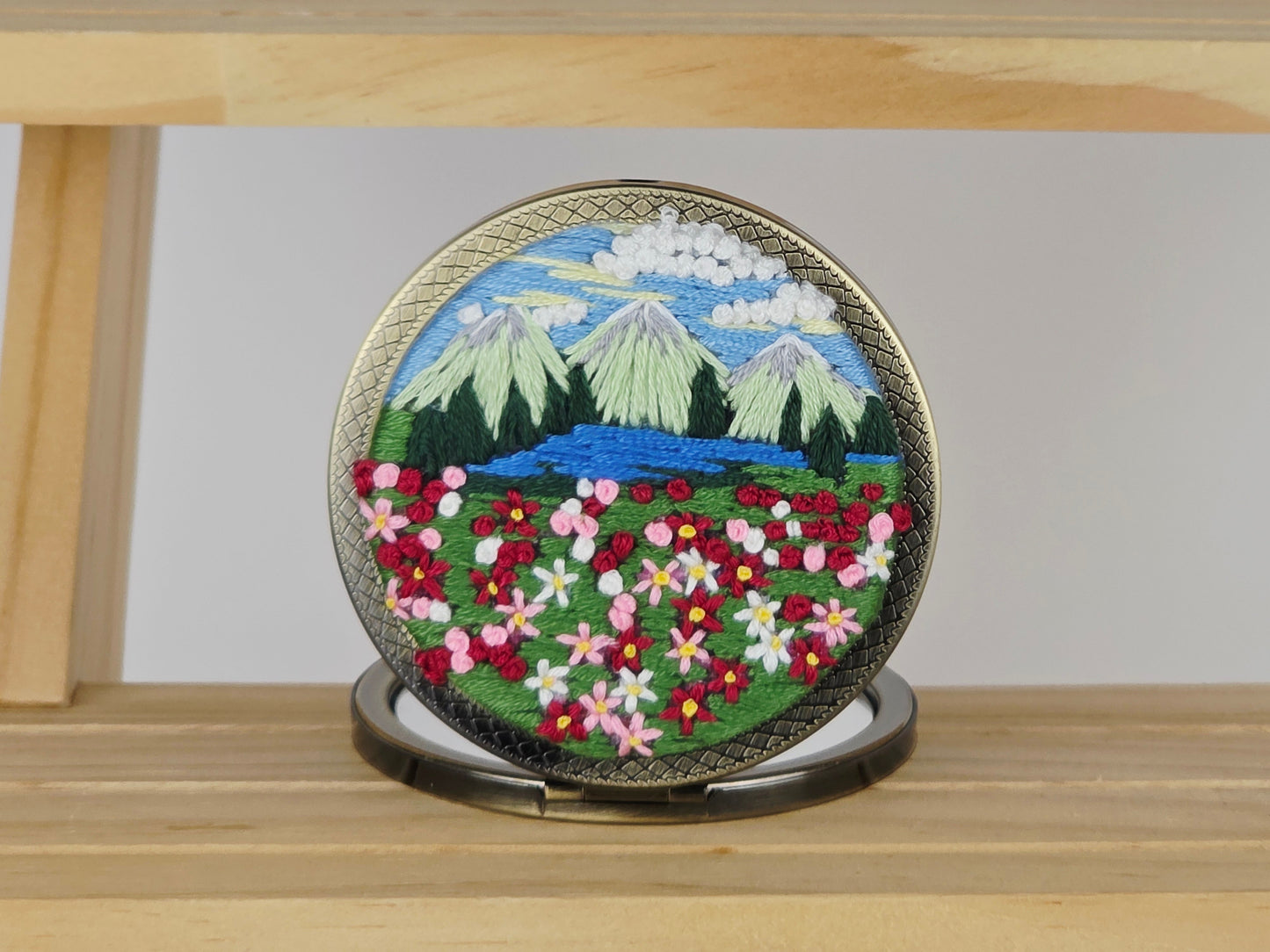 Artisan Compact Mirror - Alpine Meadow Bloom | Handmade by Lena Handicrafts