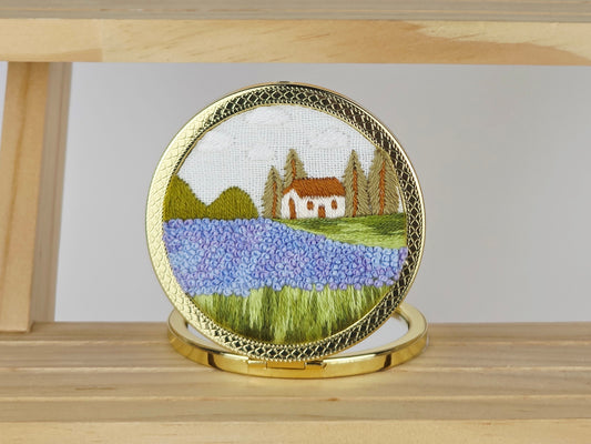 Artisan Compact Mirror - Lavender Field Cottage | Handmade by Lena Handicrafts