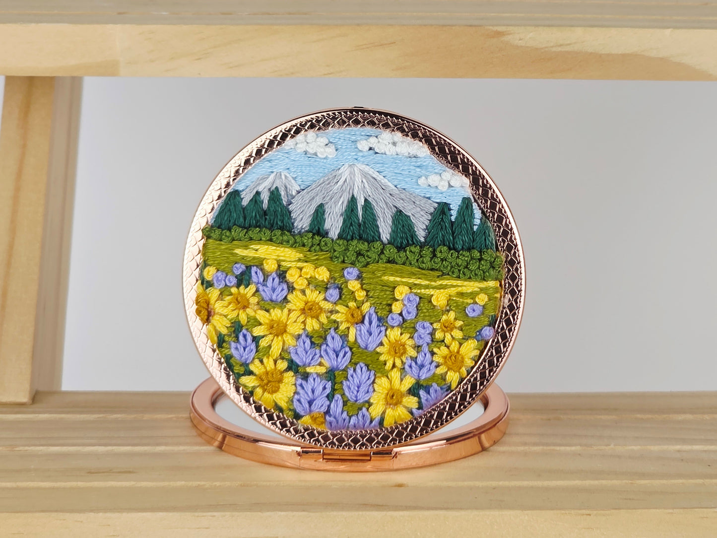 Artisan Compact Mirror - Alpine Meadow Bloom | Handmade by Lena Handicrafts