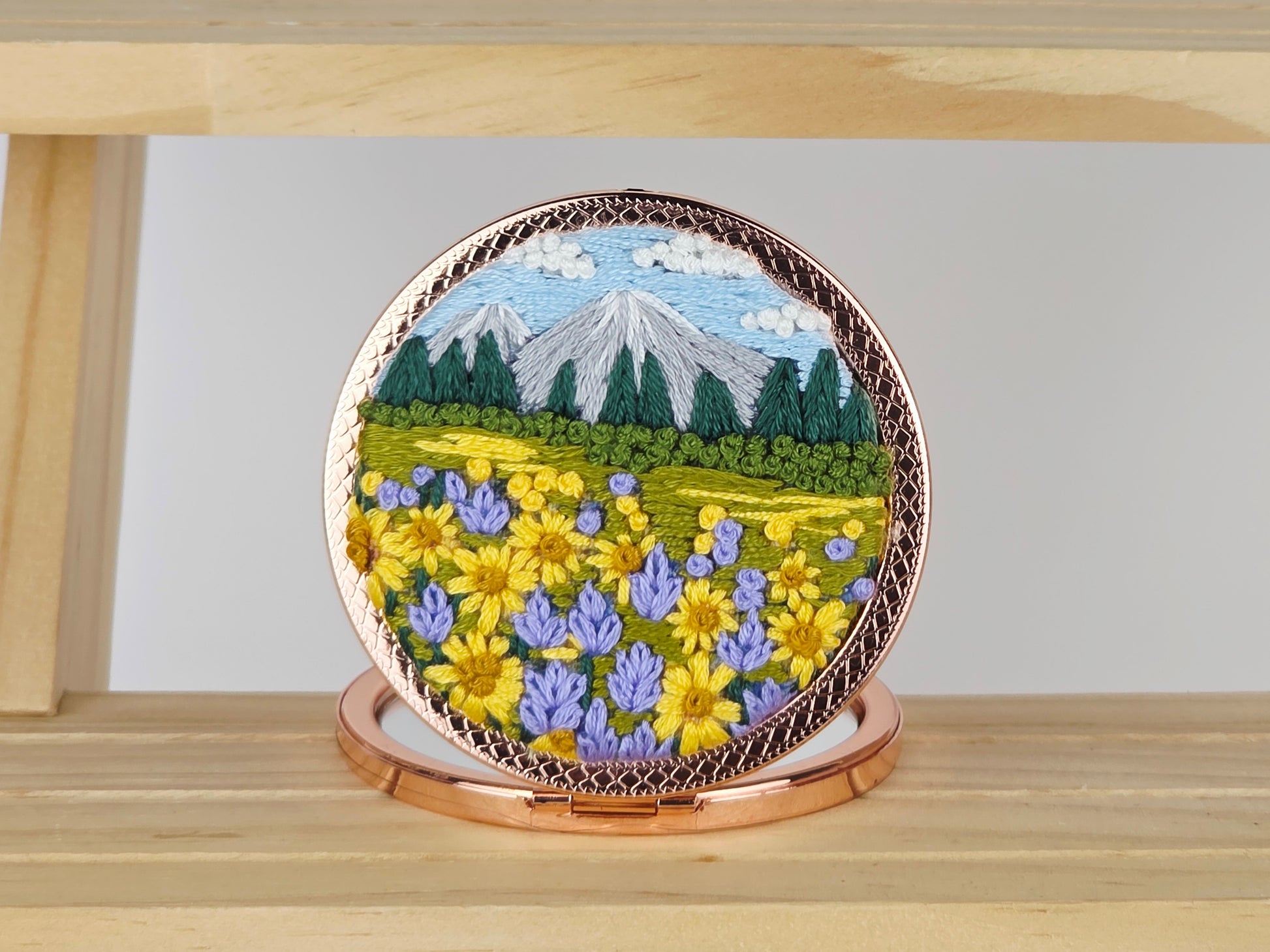 Artisan Compact Mirror - Alpine Meadow Bloom | Handmade by Lena Handicrafts