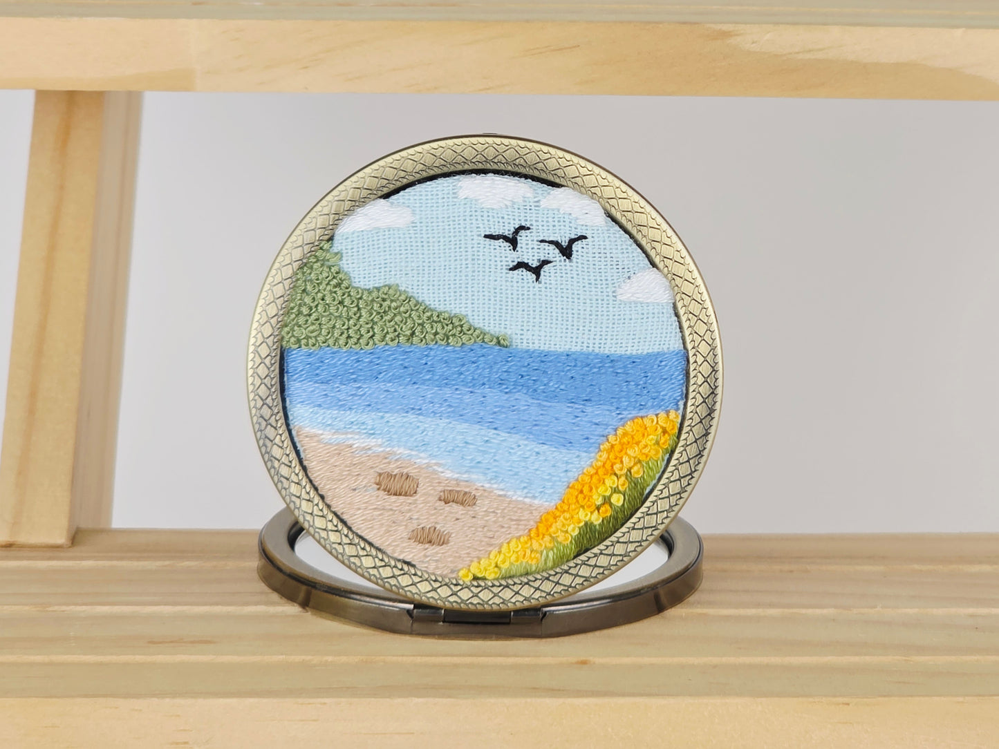 Artisan Compact Mirror - Coastal Bloom Cove | Handmade by Lena Handicrafts