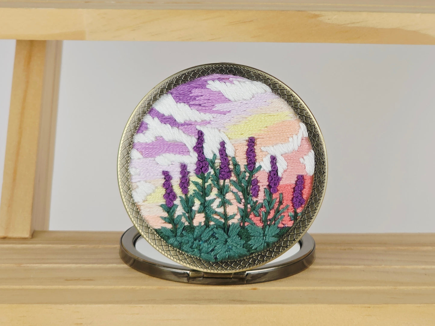 Artisan Compact Mirror - Violet Lavender Dusk | Handmade by Lena Handicrafts