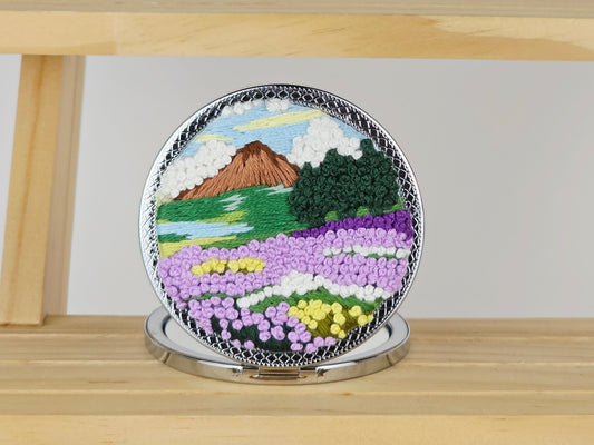 Artisan Compact Mirror - Lavender Field Vista | Handmade by Lena Handicrafts