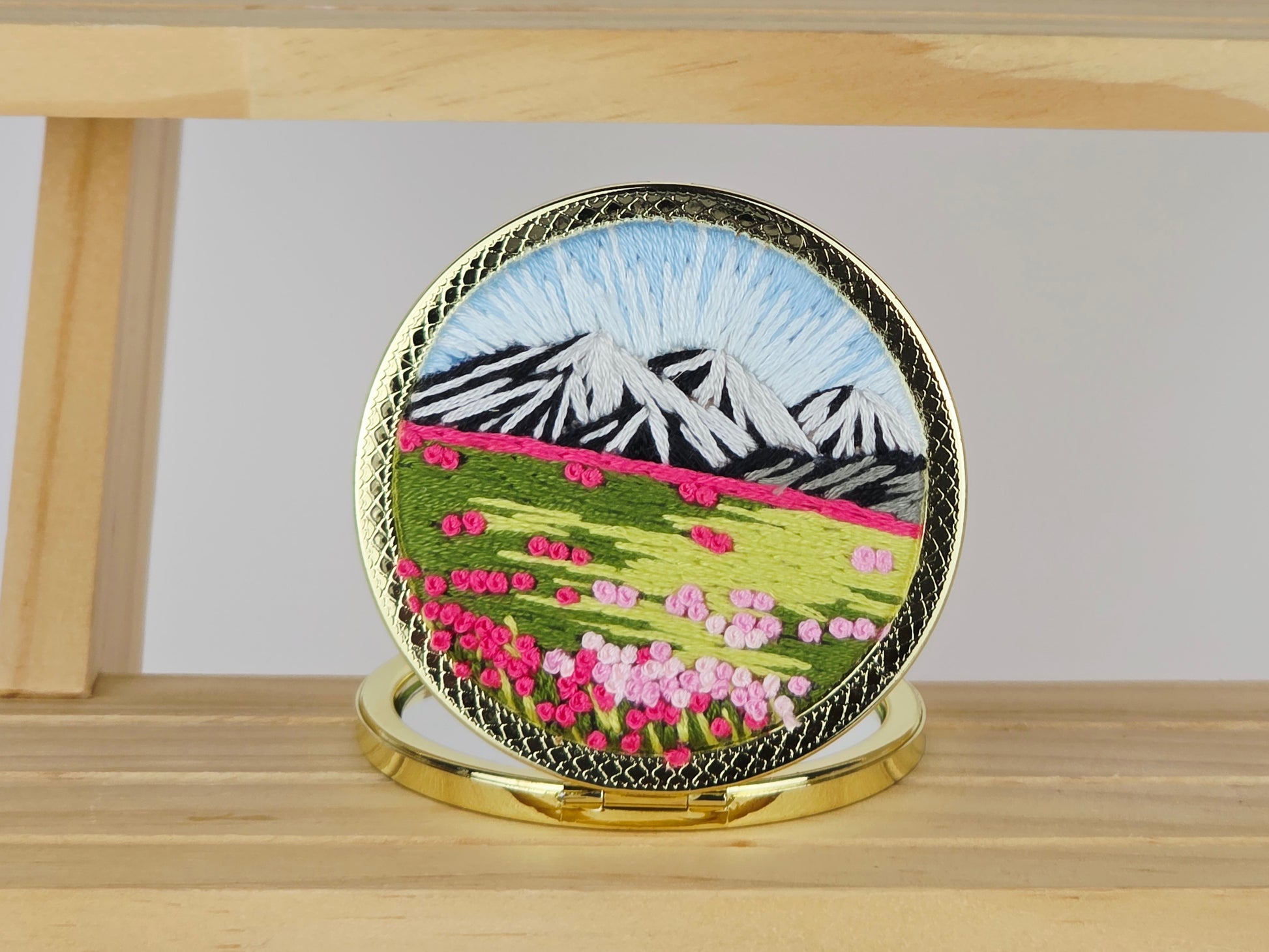 Artisan Compact Mirror - Alpine Meadow Bloom | Handmade by Lena Handicrafts