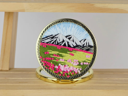 Artisan Compact Mirror - Alpine Meadow Bloom | Handmade by Lena Handicrafts